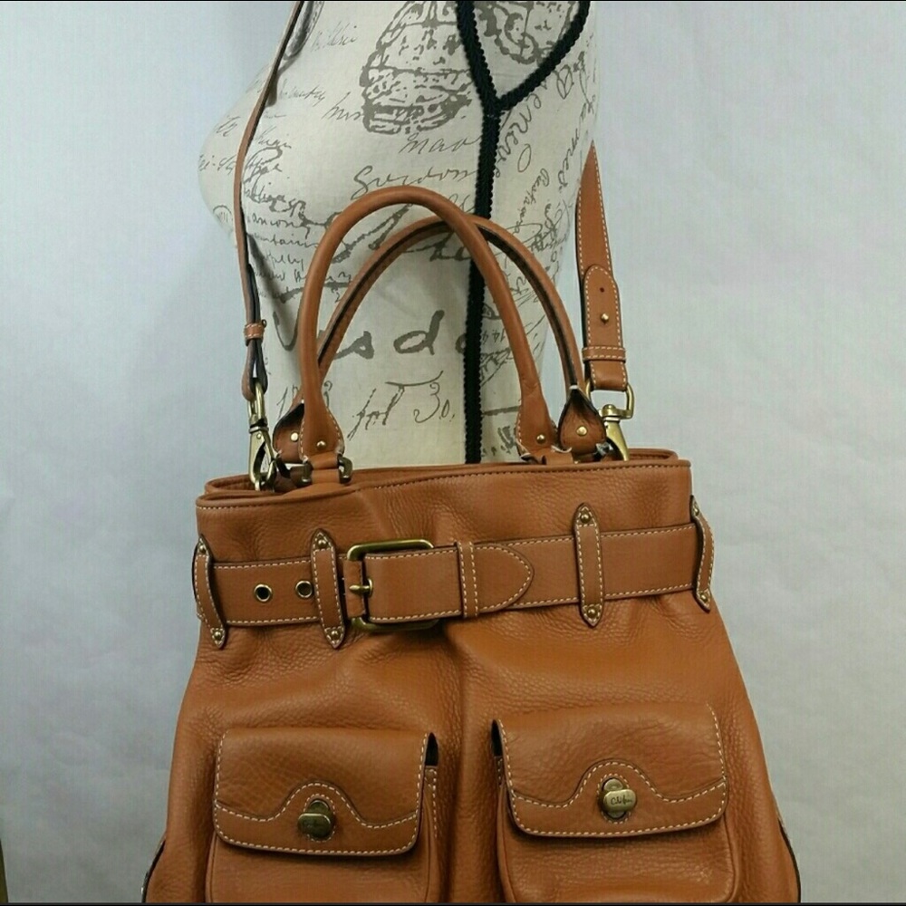 COLE HAAN Tan Leather X/L Shoulder Bag Hand Bag